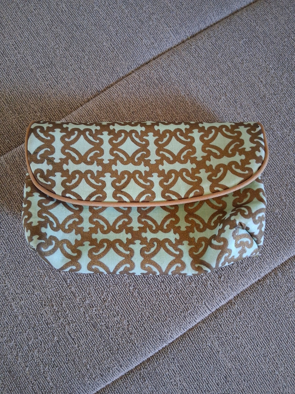 Patterned Canvas Fold-Over Makeup Case